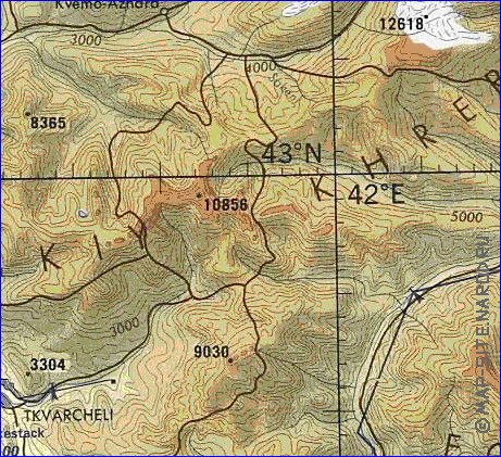 Fisica mapa de Abecasia em ingles