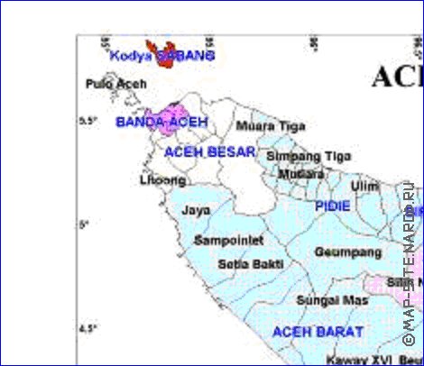 Administrativa mapa de Aceh