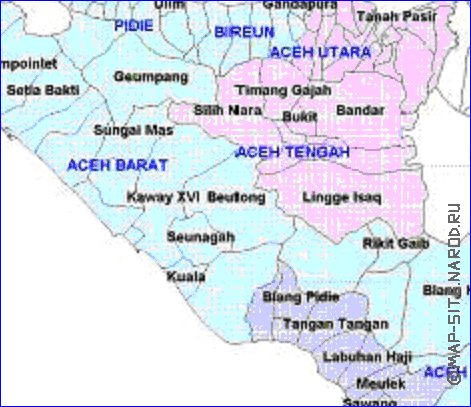 Administrativa mapa de Aceh