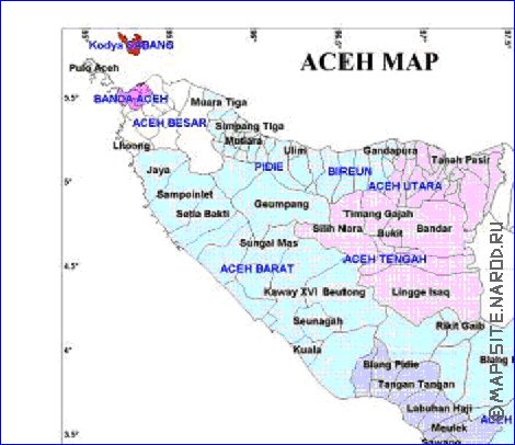 Administrativa mapa de Aceh