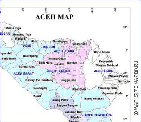 Administratives carte de Aceh