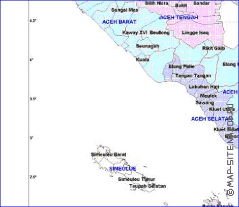 Administrativa mapa de Aceh