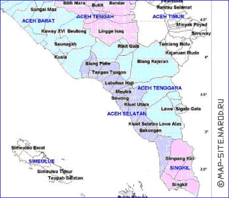 Administrativa mapa de Aceh