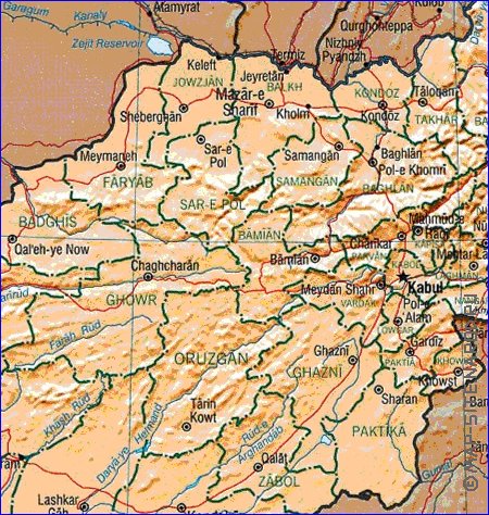 Administrativa mapa de Afeganistao em ingles