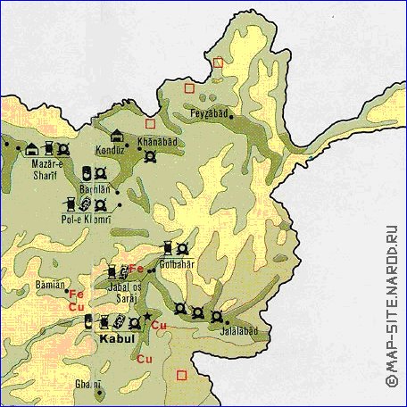 Economico mapa de Afeganistao em ingles