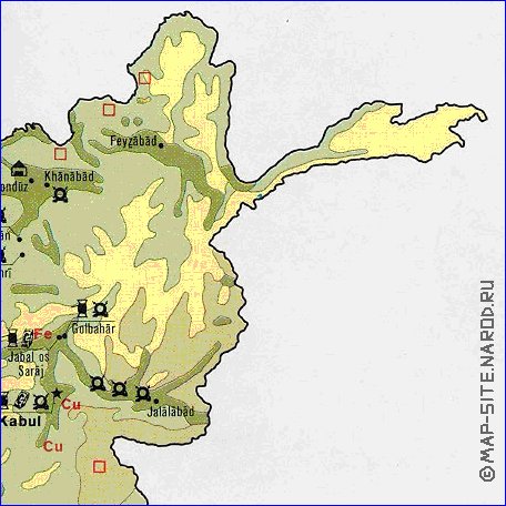 Economico mapa de Afeganistao em ingles