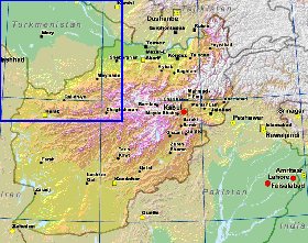 Physique carte de Afghanistan en anglais
