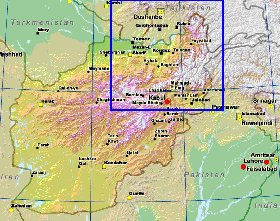 Physique carte de Afghanistan en anglais