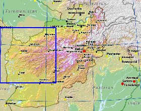 Fisica mapa de Afeganistao em ingles