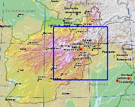 Fisica mapa de Afeganistao em ingles