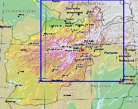 Physique carte de Afghanistan en anglais