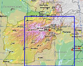 Physique carte de Afghanistan en anglais