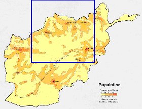 mapa de de densidade populacional Afeganistao em ingles