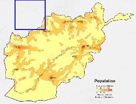 mapa de de densidade populacional Afeganistao em ingles