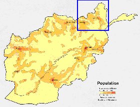 mapa de de densidade populacional Afeganistao em ingles