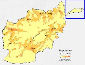 mapa de de densidade populacional Afeganistao em ingles