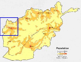 mapa de de densidade populacional Afeganistao em ingles