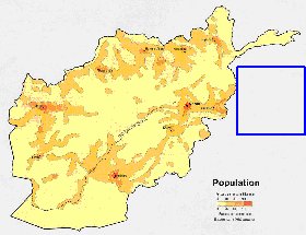 mapa de de densidade populacional Afeganistao em ingles