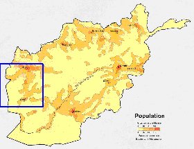 mapa de de densidade populacional Afeganistao em ingles