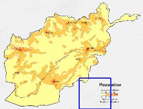 mapa de de densidade populacional Afeganistao em ingles