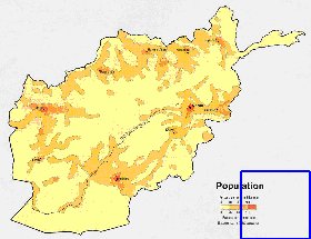 mapa de de densidade populacional Afeganistao em ingles