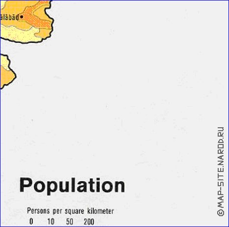 mapa de de densidade populacional Afeganistao em ingles