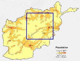 mapa de de densidade populacional Afeganistao em ingles