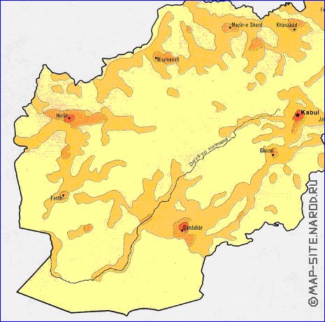 carte de de la densite de population Afghanistan en anglais