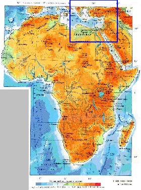 Physique carte de Afrique