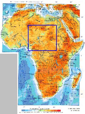 Physique carte de Afrique