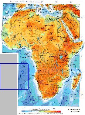 Physique carte de Afrique