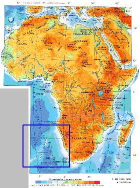 Physique carte de Afrique