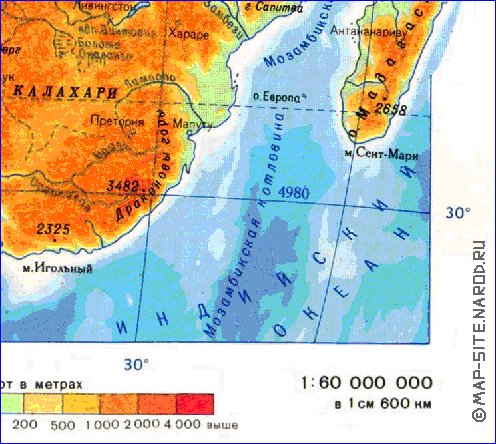 Physique carte de Afrique