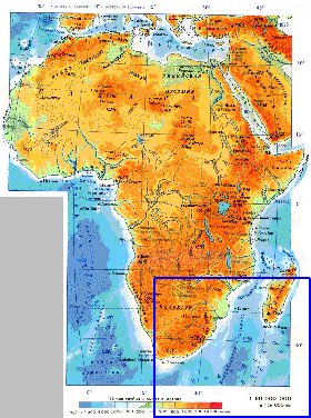 Physique carte de Afrique