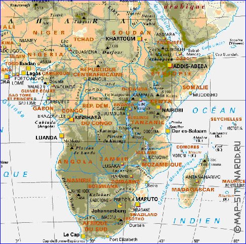 mapa de Africa em frances