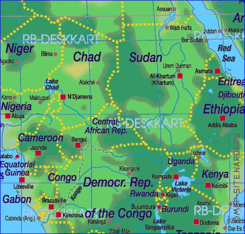 carte de Afrique en allemand