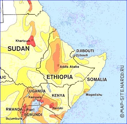 mapa de de densidade populacional Africa em ingles