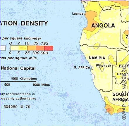 mapa de de densidade populacional Africa em ingles