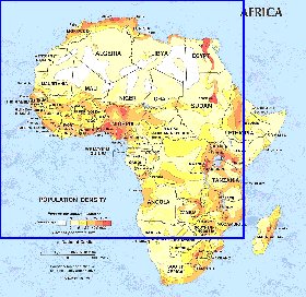 carte de de la densite de population Afrique en anglais