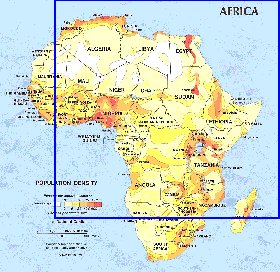 mapa de de densidade populacional Africa em ingles