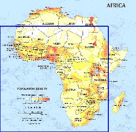 mapa de de densidade populacional Africa em ingles