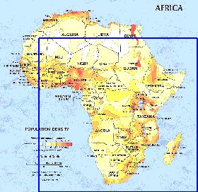 carte de de la densite de population Afrique en anglais