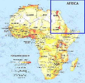 mapa de de densidade populacional Africa em ingles