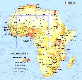 mapa de de densidade populacional Africa em ingles