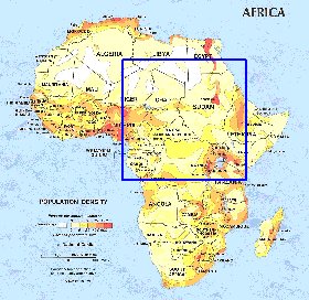mapa de de densidade populacional Africa em ingles