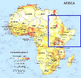 mapa de de densidade populacional Africa em ingles