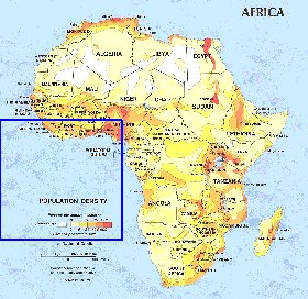 carte de de la densite de population Afrique en anglais