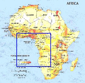 carte de de la densite de population Afrique en anglais