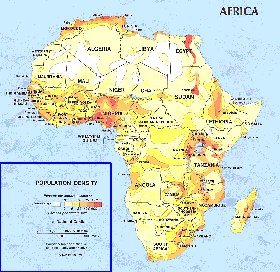 mapa de de densidade populacional Africa em ingles