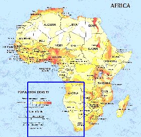 mapa de de densidade populacional Africa em ingles